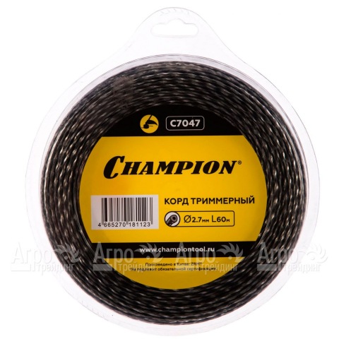 Корд триммерный Champion Tri-twist 2.7мм, 60м (витой треугольник)+нож  в Москве