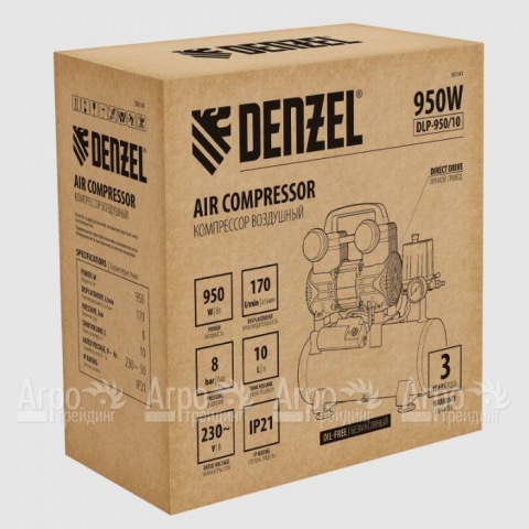 Компрессор поршневой безмасляный Denzel DLP-950/10 в Москве
