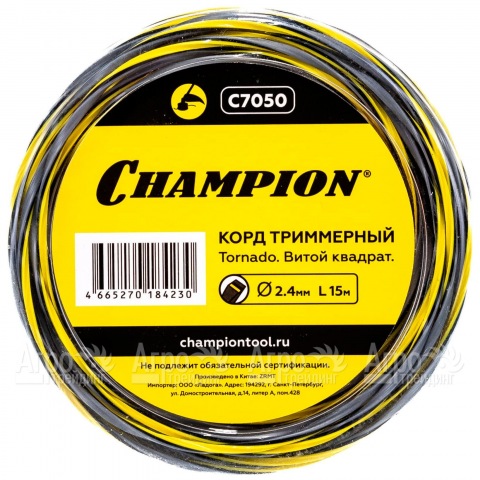 Корд триммерный Champion Tornado 2.4мм, 15м (витой квадрат)  в Москве